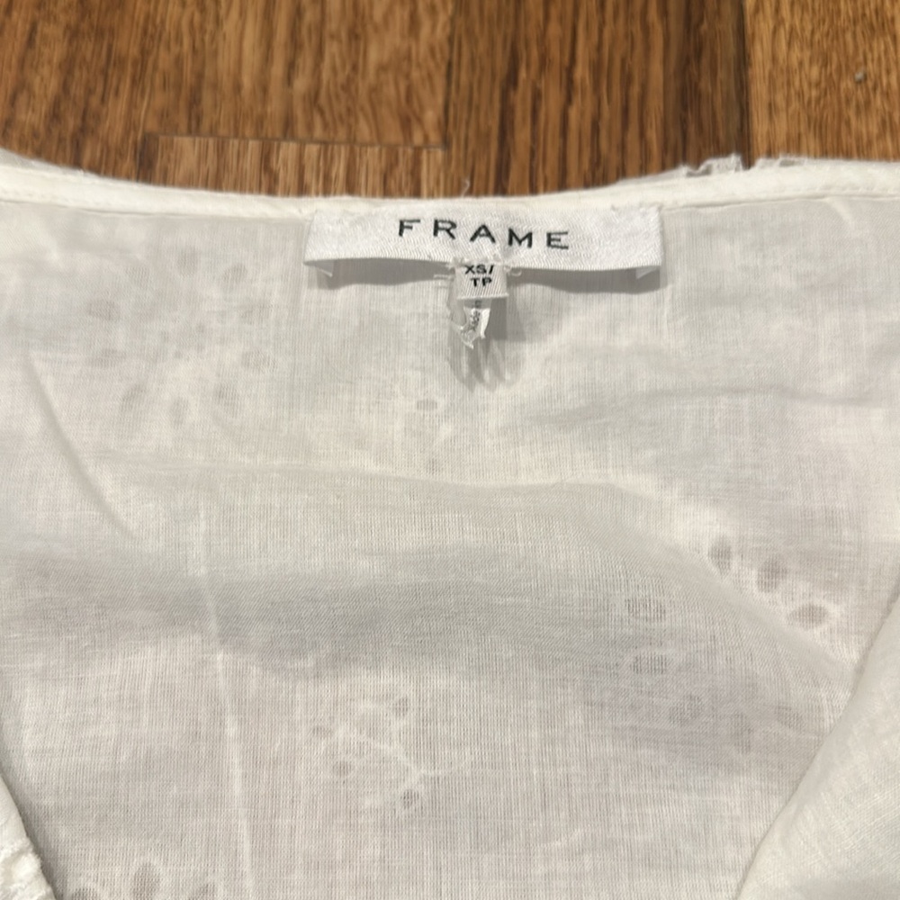 Frame White Eyelet Ruffle Blouse - Picture 2 of 4